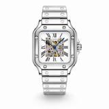 Black Chain Tank Automatic Skeleton Watch