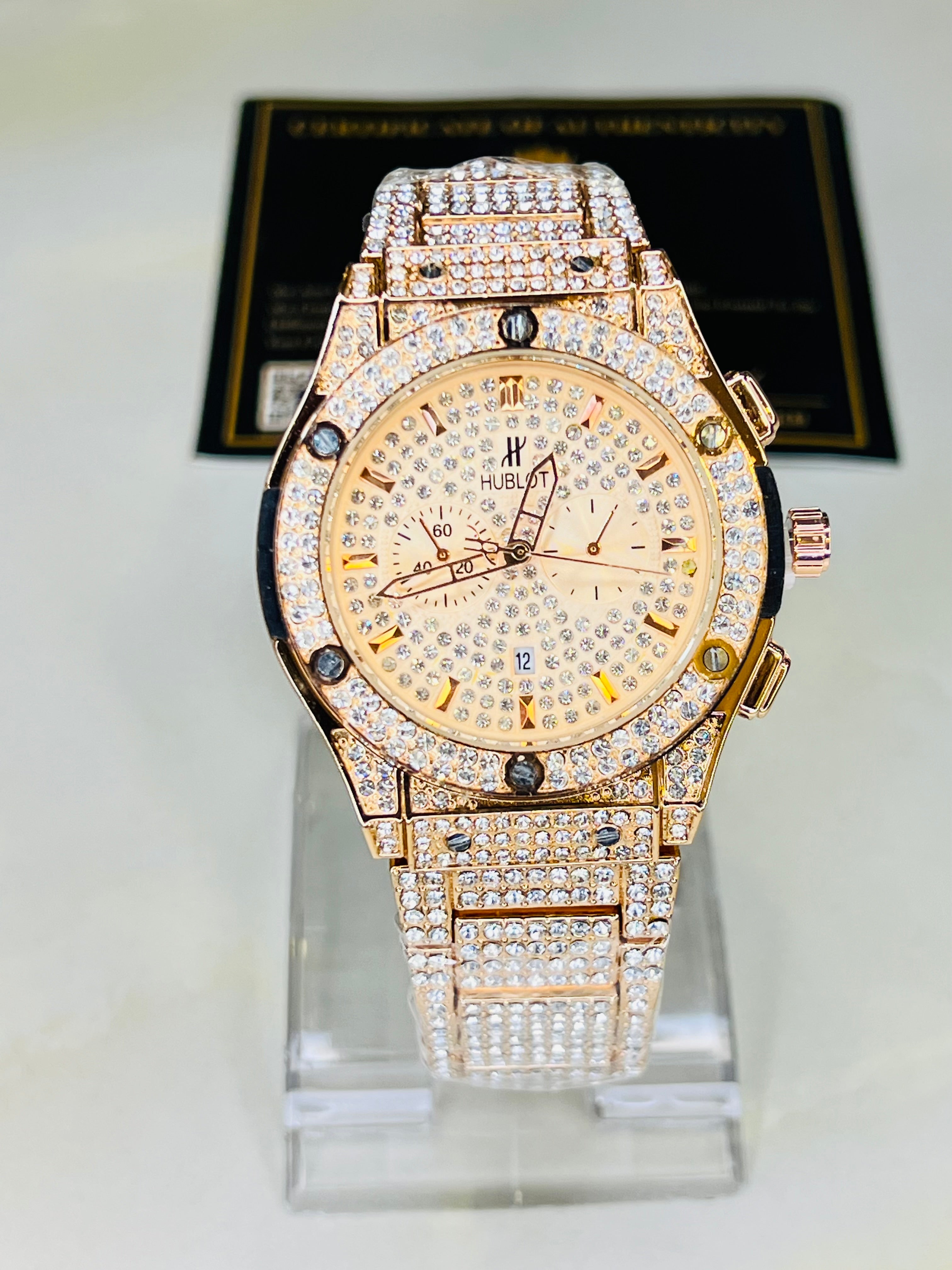 Rose Gold Big Bang Iced Out Watch