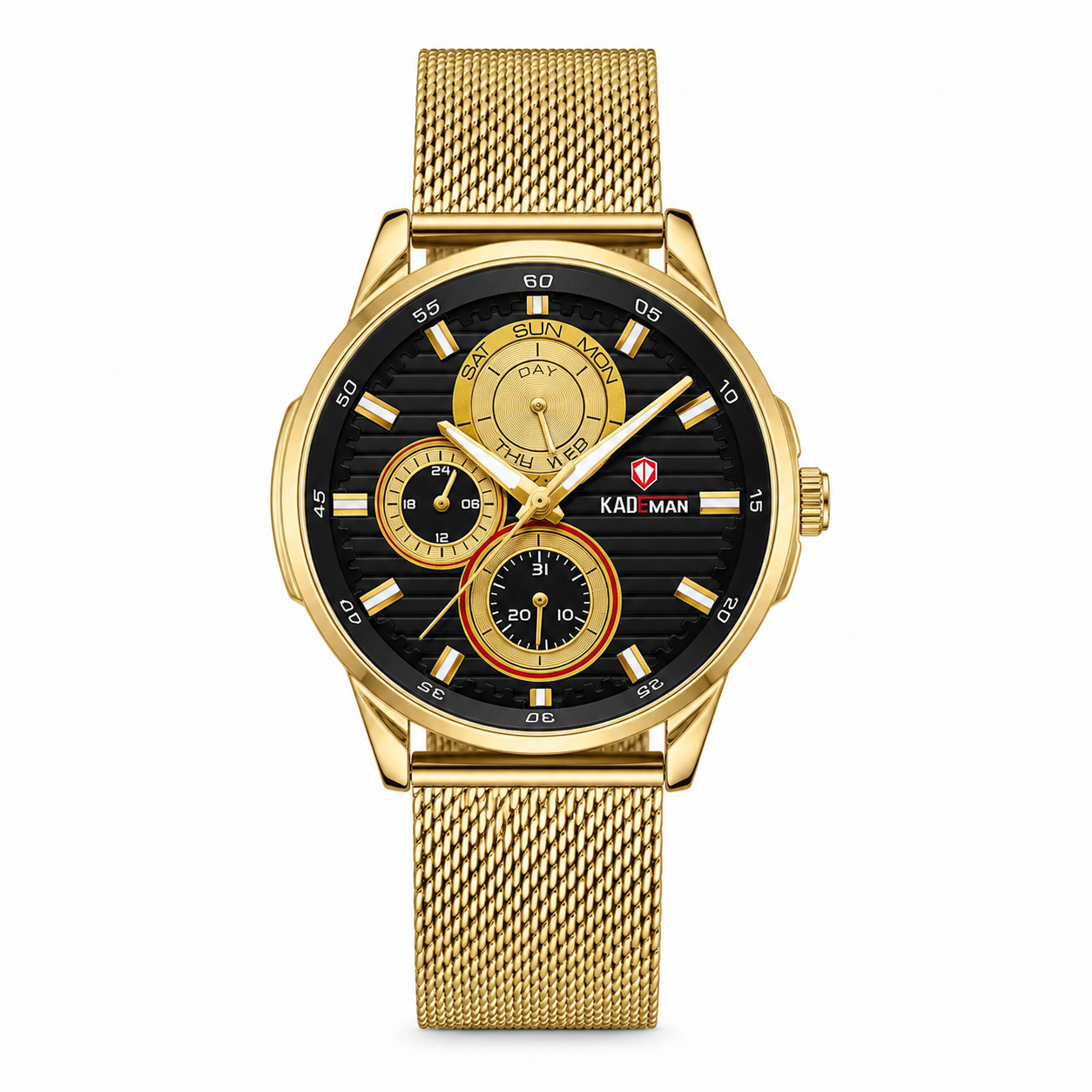 Kademan Rose Gold Mesh Chronograph Premium Watch
