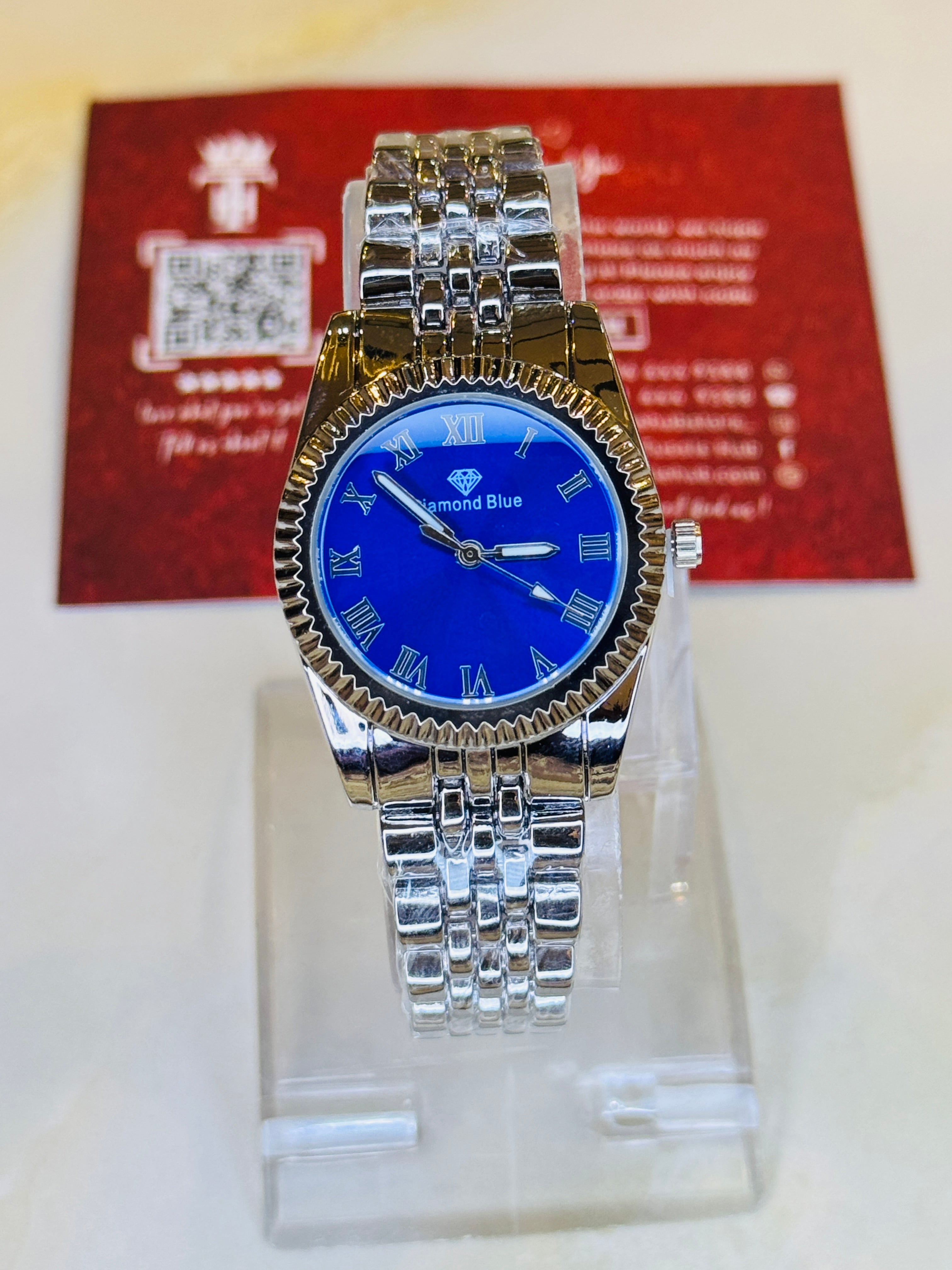 Silver Sapphire Aoqili Roman Watch for her