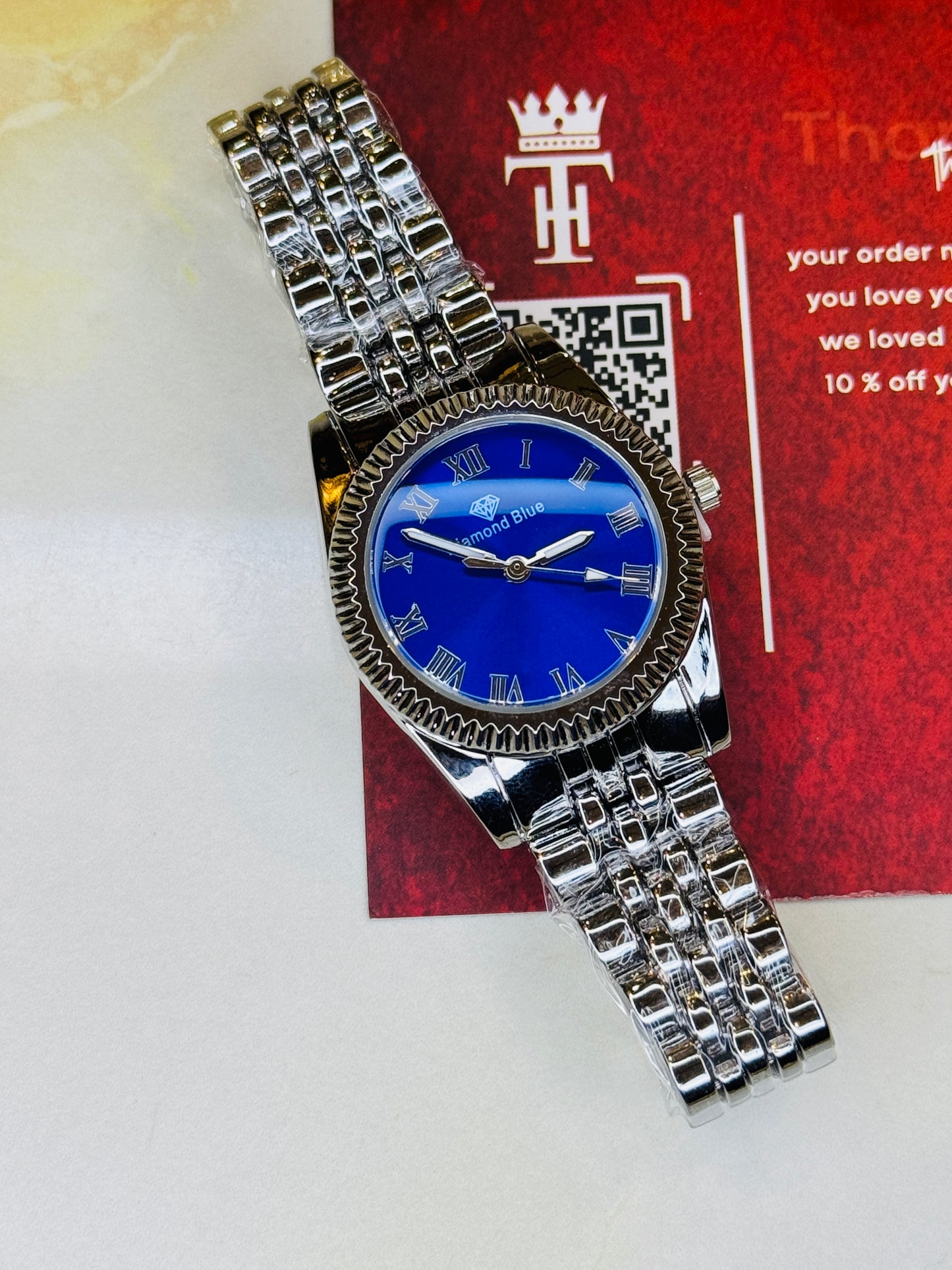 Silver Sapphire Aoqili Roman Watch for her