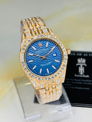 Rose Gold Sapphire Perpetual Iced Watch For Her