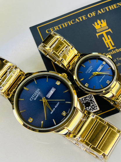 Gold Navy Axiom Couple Watch