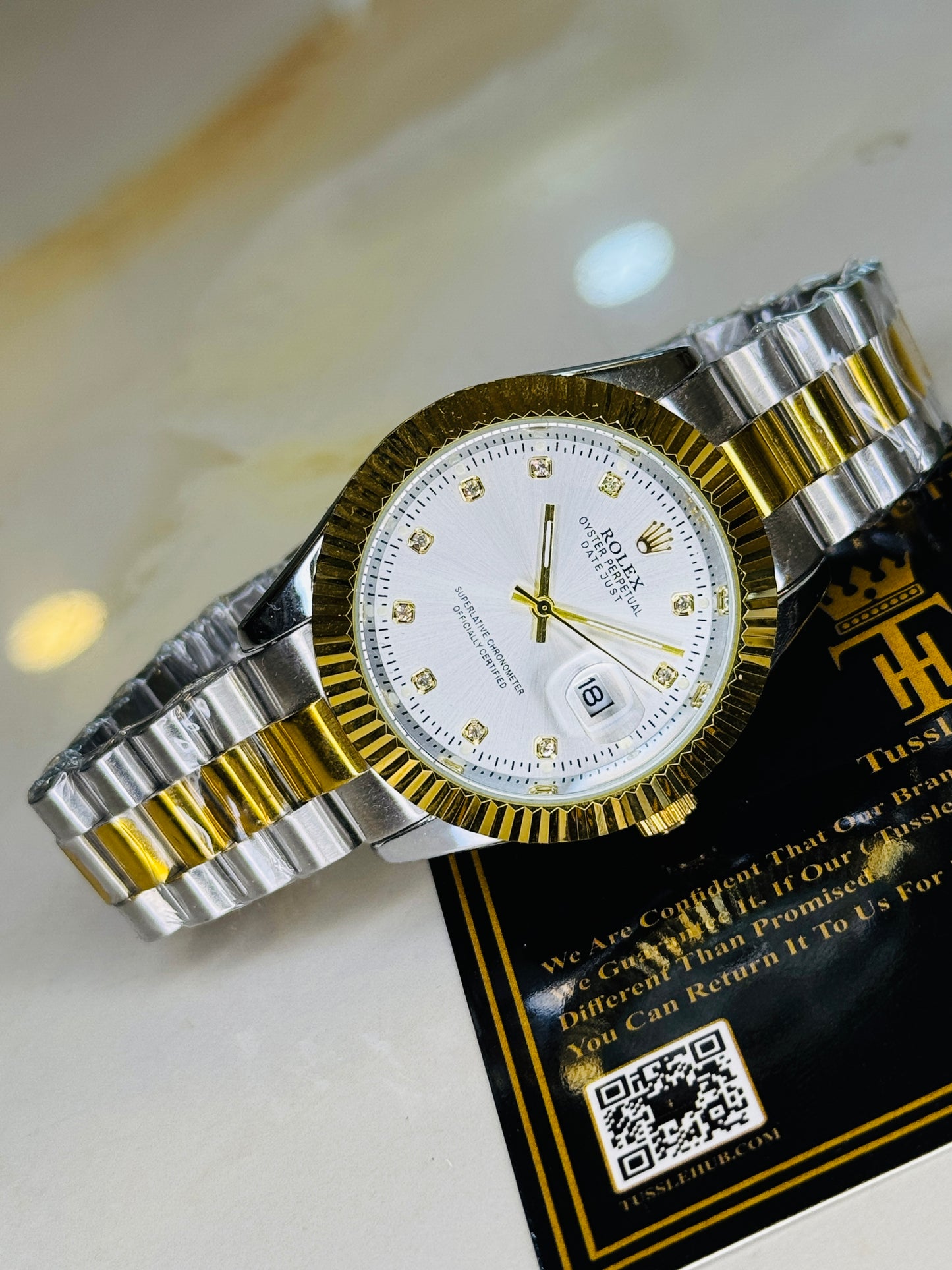 Premium Two Tone White Date Just Watch