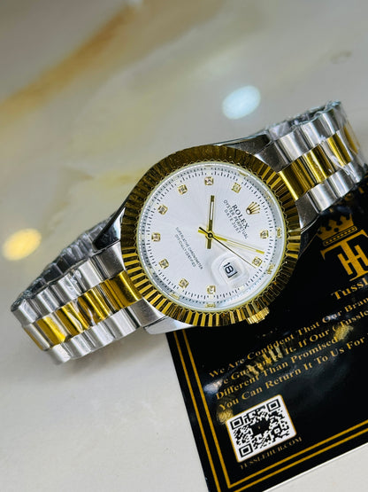 Premium Two Tone White Date Just Watch