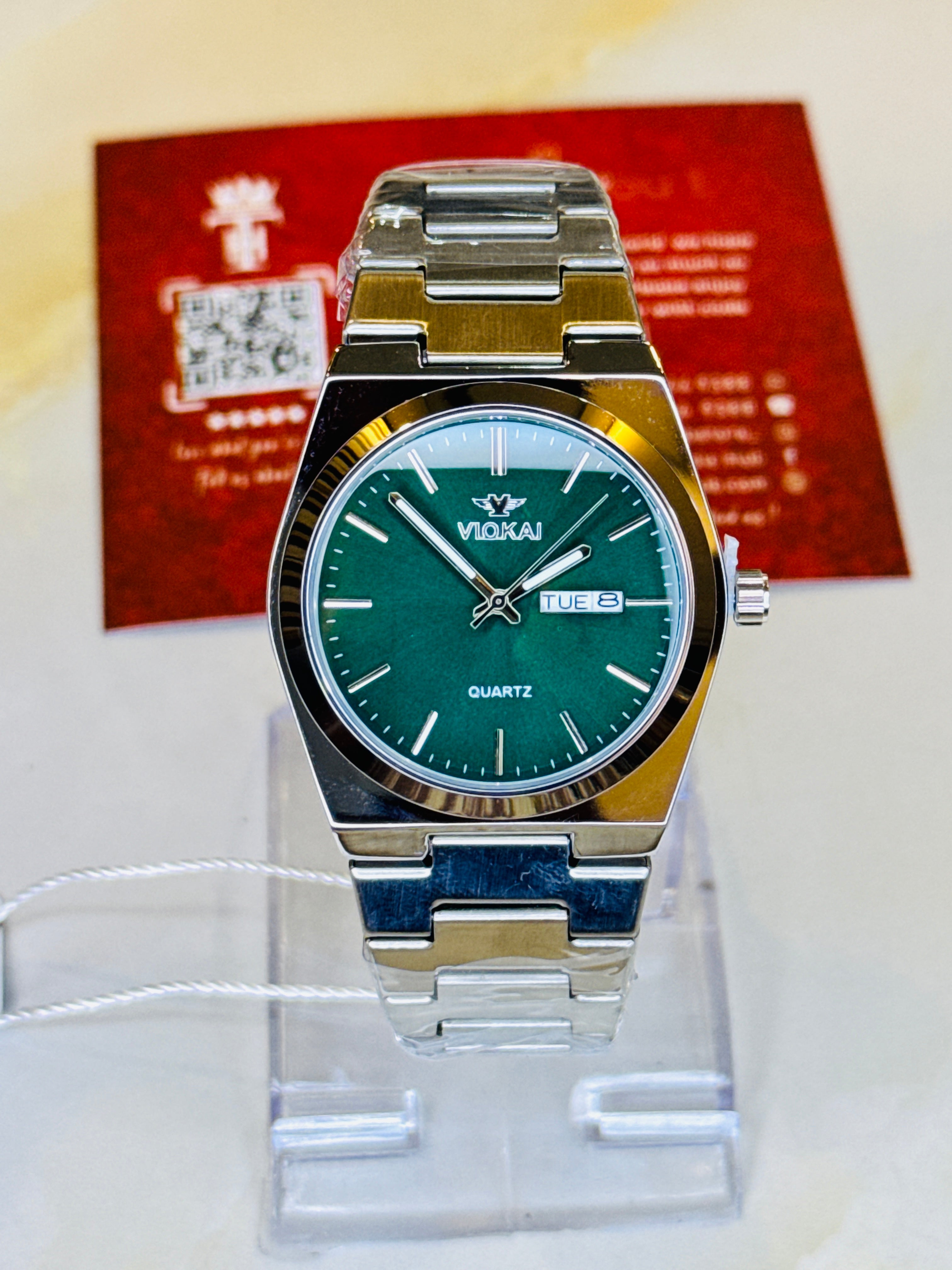 Silver Emerald Viokai Prx Watch