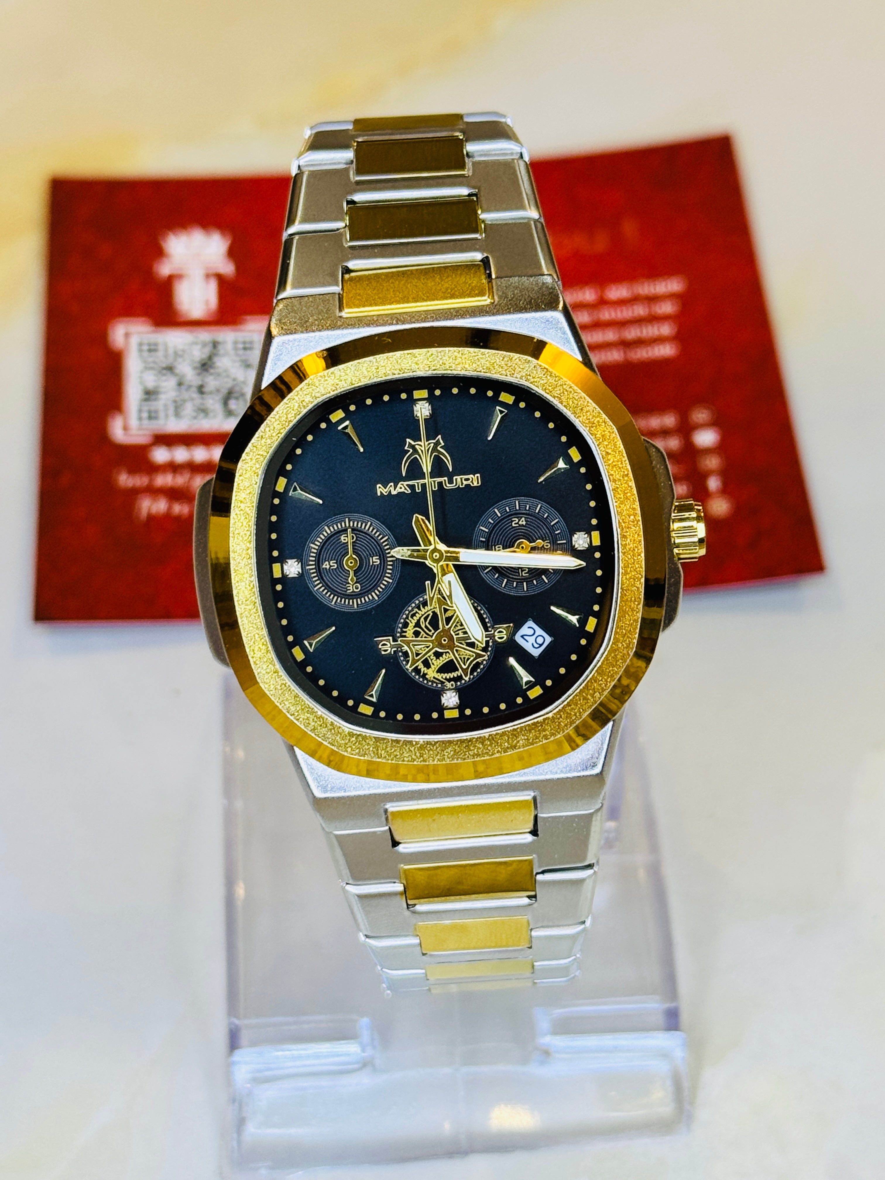 Two Tone Black Matturi Chronograph Nautilus Watch