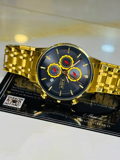 6:11 Gold Black Chronograph Watch