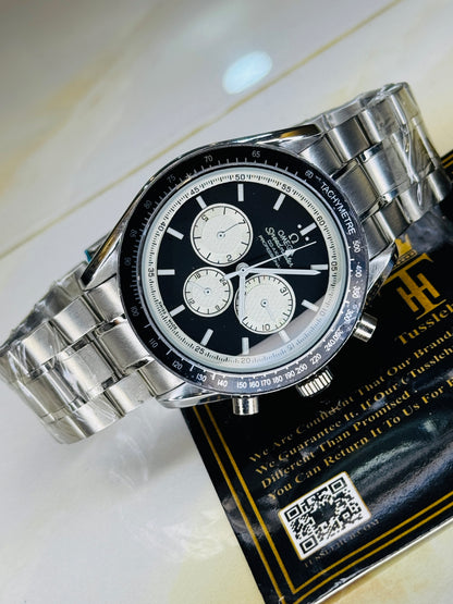 Speedmaster Panda Dial Silver Automatic Master Clone Watch