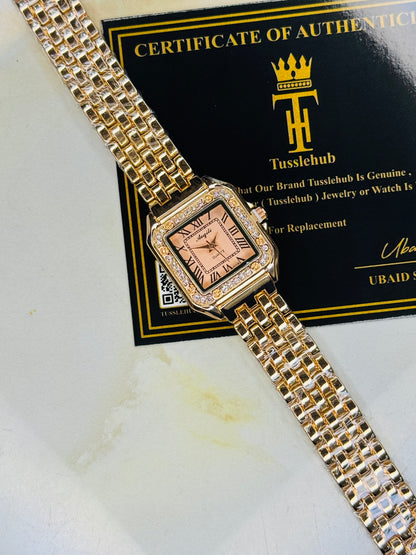 All Rosegold zircon Santos Watch For Her
