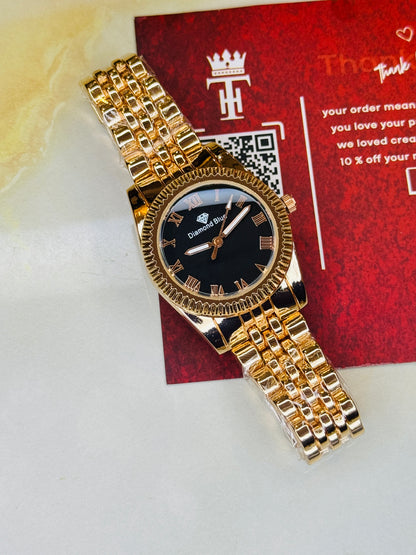 Rose Gold Black Aoqili Roman Watch for her