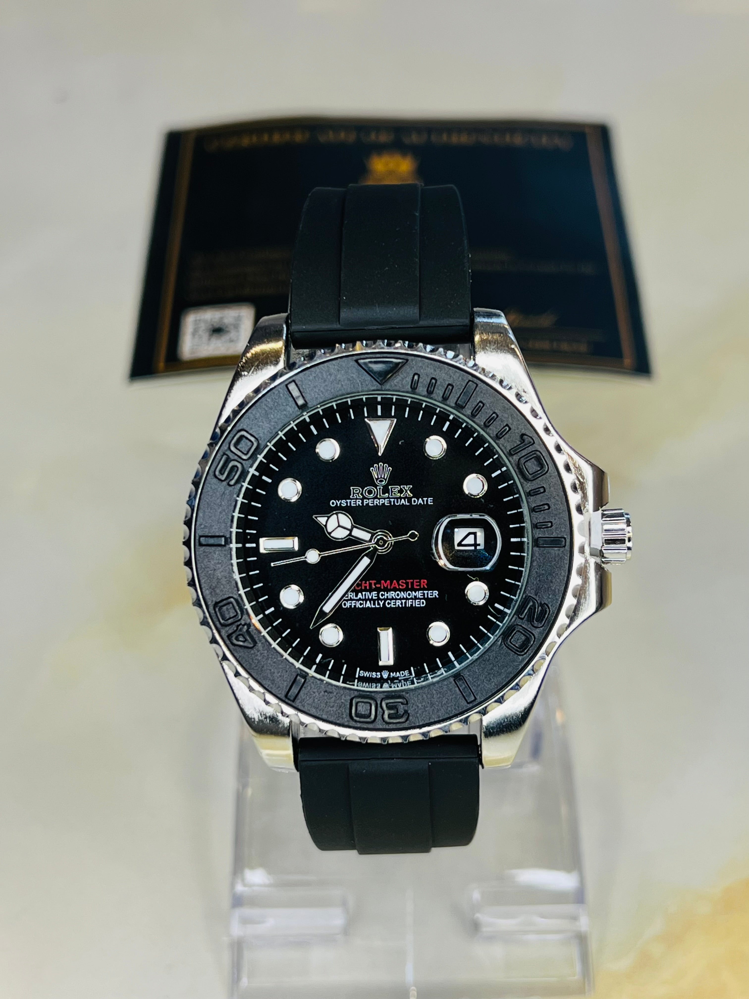 Black Silver Yatchmaster Oyster Watch