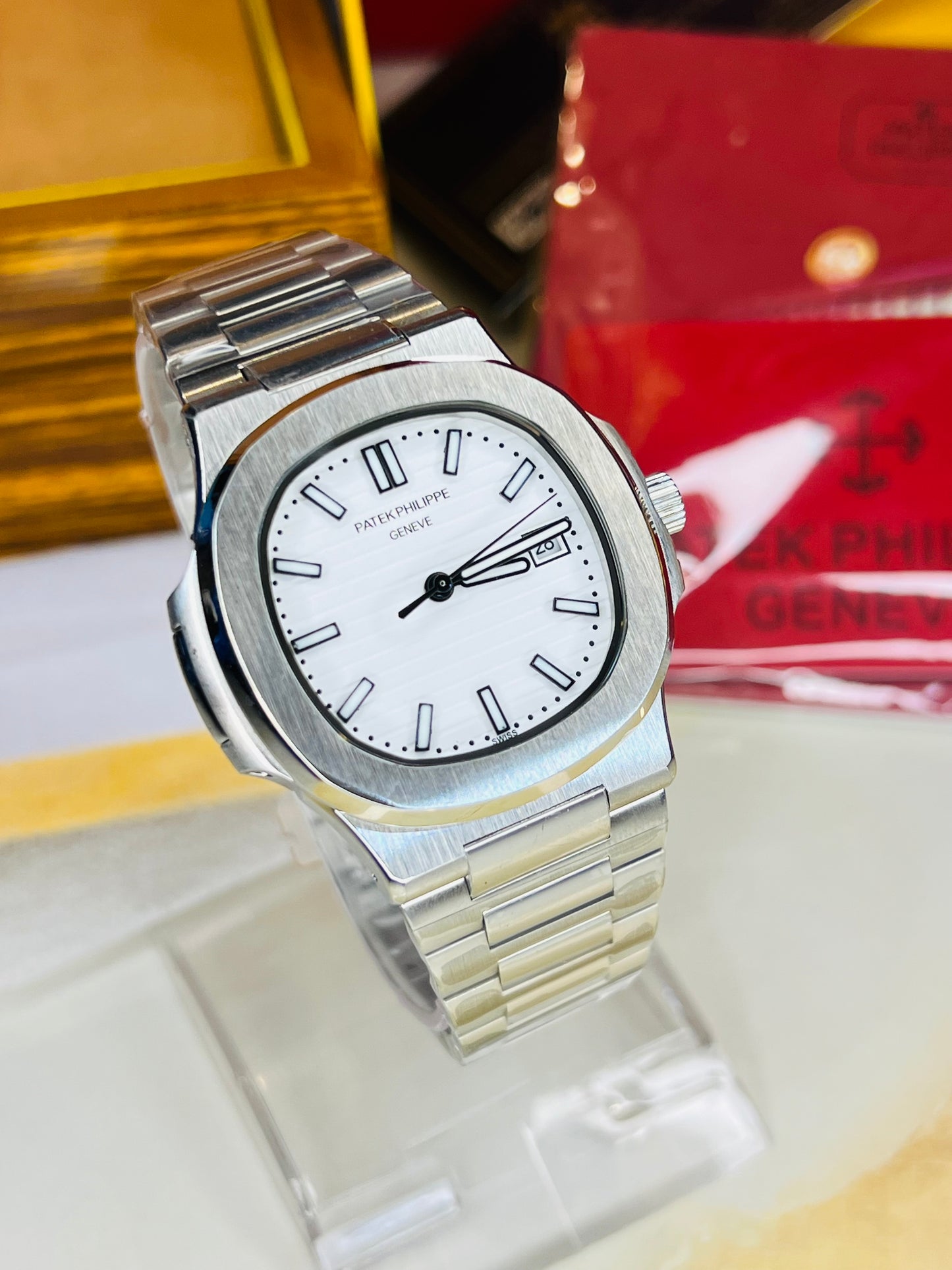 Silver White Automatic Nautilus Super Clone Watch