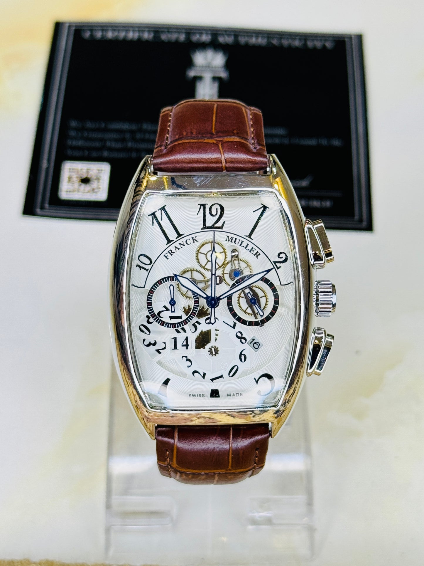 Frank Muller Brown Silver White Chronograph Dial Watch