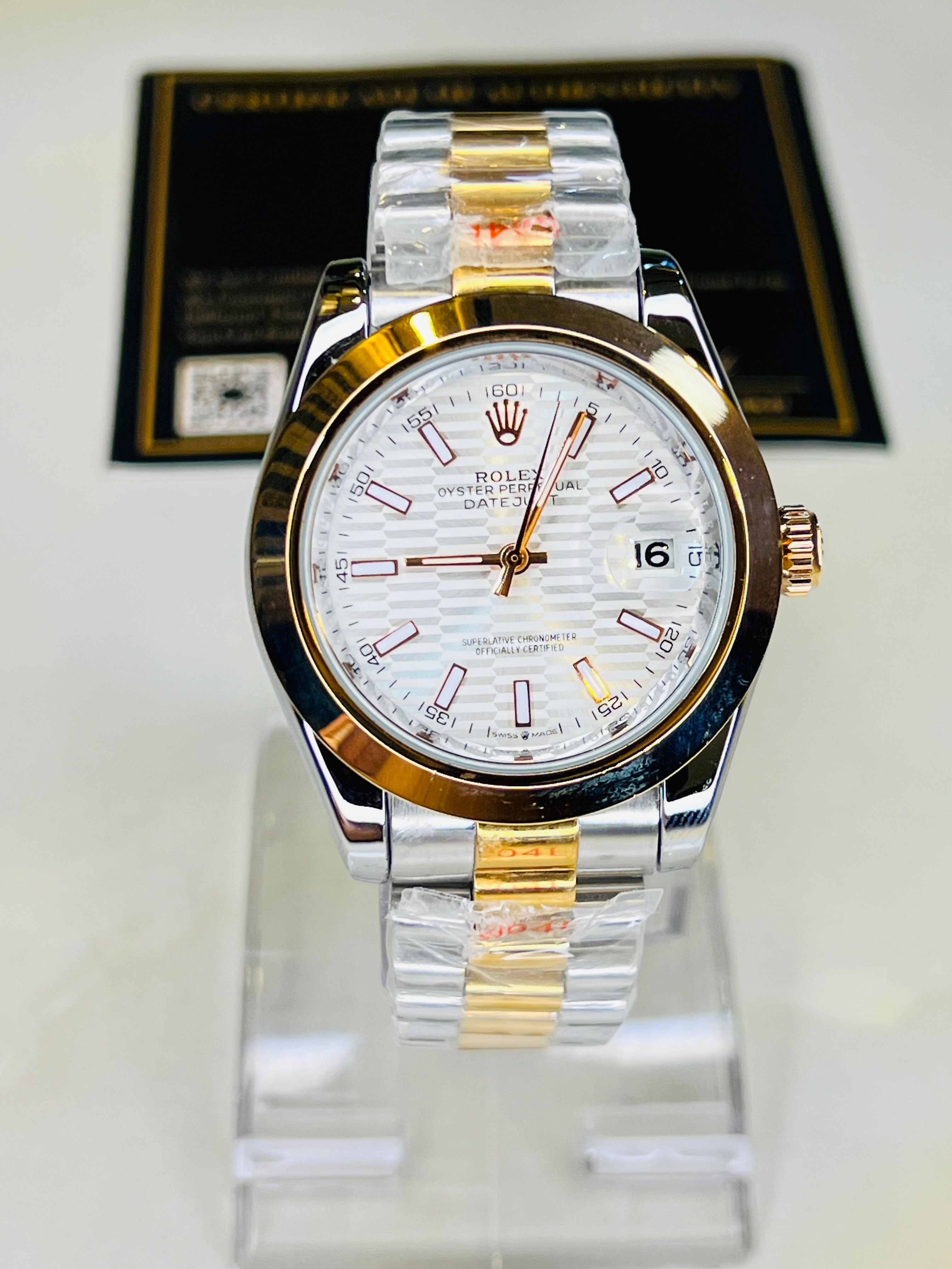 President Date Just Silver Rose Plain Bezel White Dial Automatic Watch