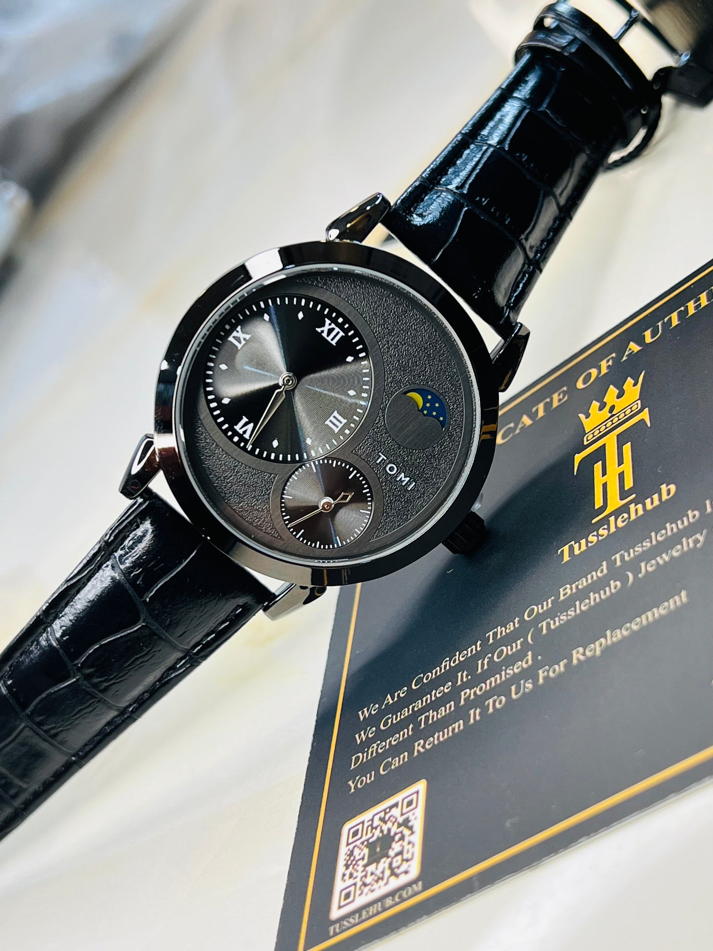 Tomi All Black Moon graph Dial Watch