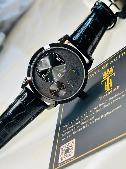 Tomi All Black Moon graph Dial Watch