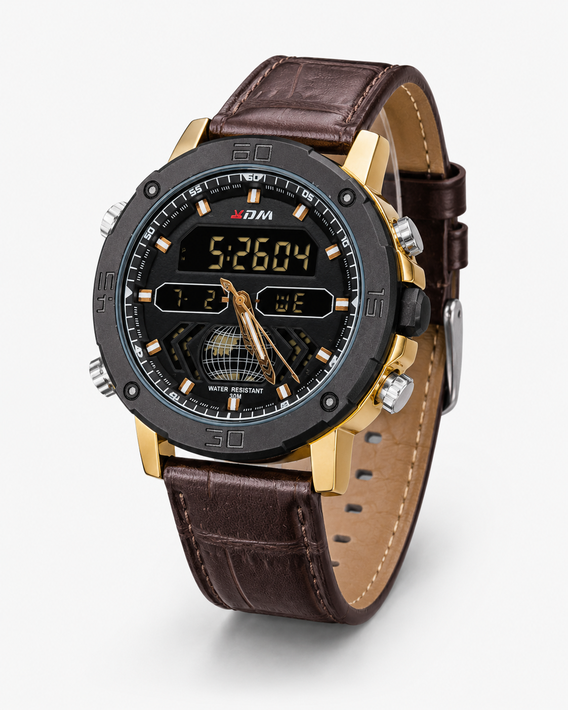 XDM Brown Black Dual Time Watch