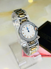 Cartier Silver Copper White iced Dial Watch For Her