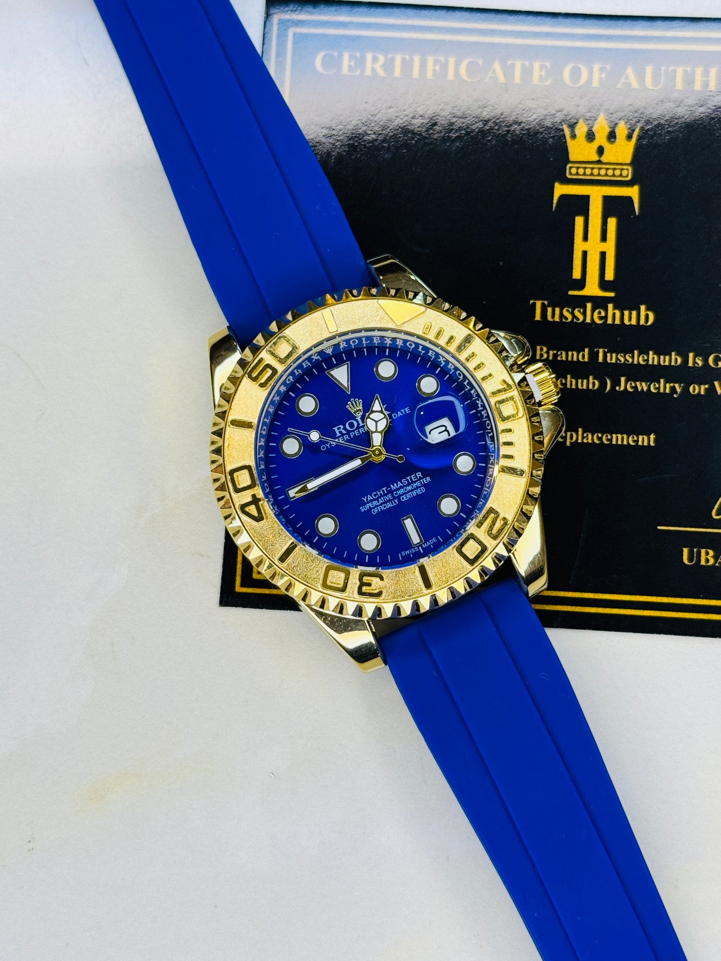 Gold Blue Yatchmaster Watch