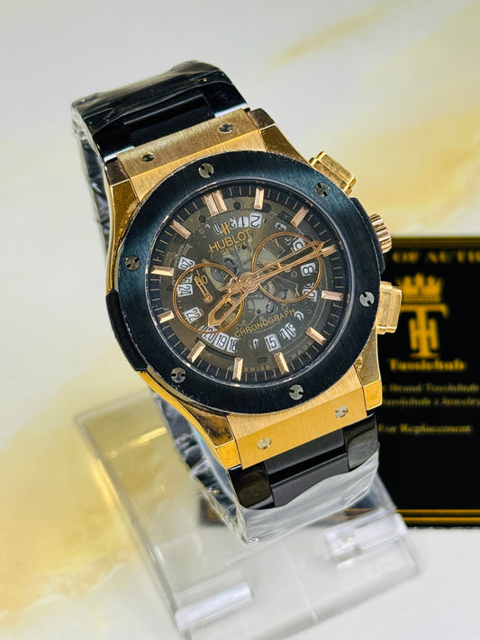 Minimal Copper Black Hologram Dial Super Clone Chronograph Hublot Watch