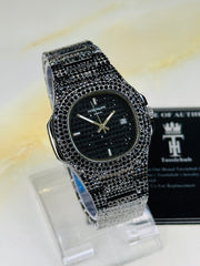 All Black Iced Out Nautilus Watch