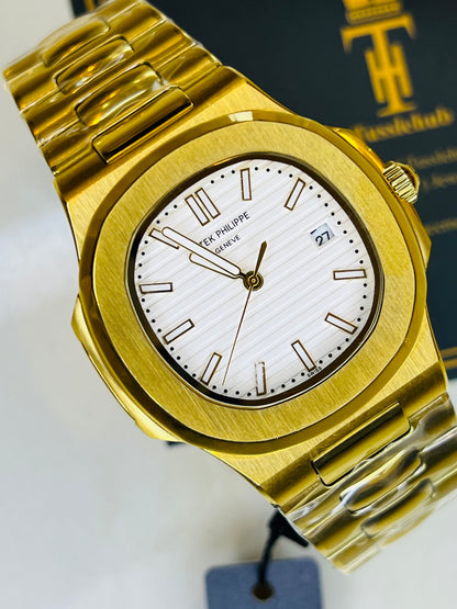 Gold White Automatic Nautilus Super Clone Watch