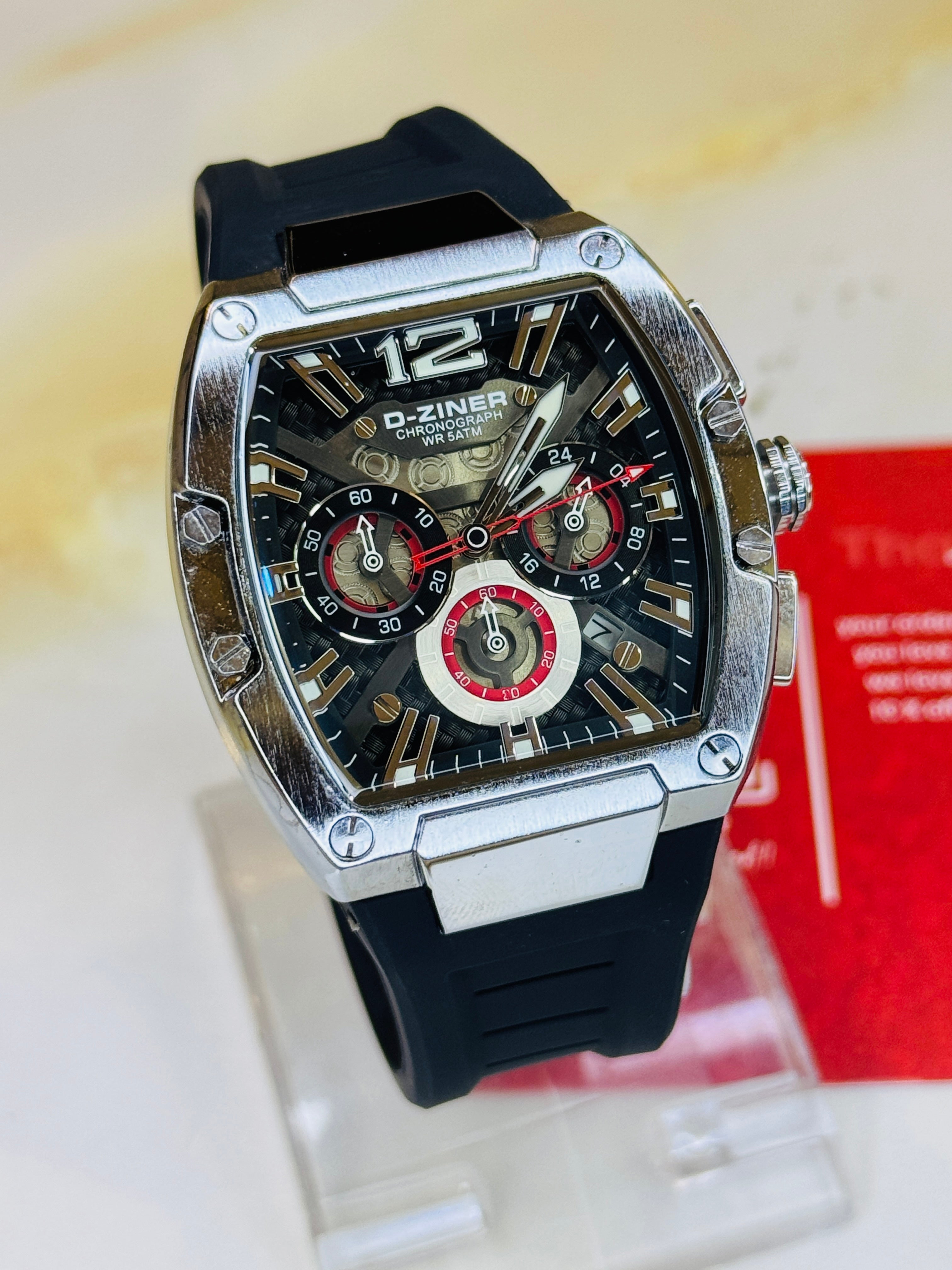 D-Ziner RM Black Silver Chronograph Watch