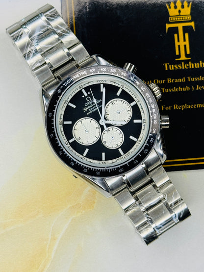 Speedmaster Panda Dial Silver Automatic Master Clone Watch