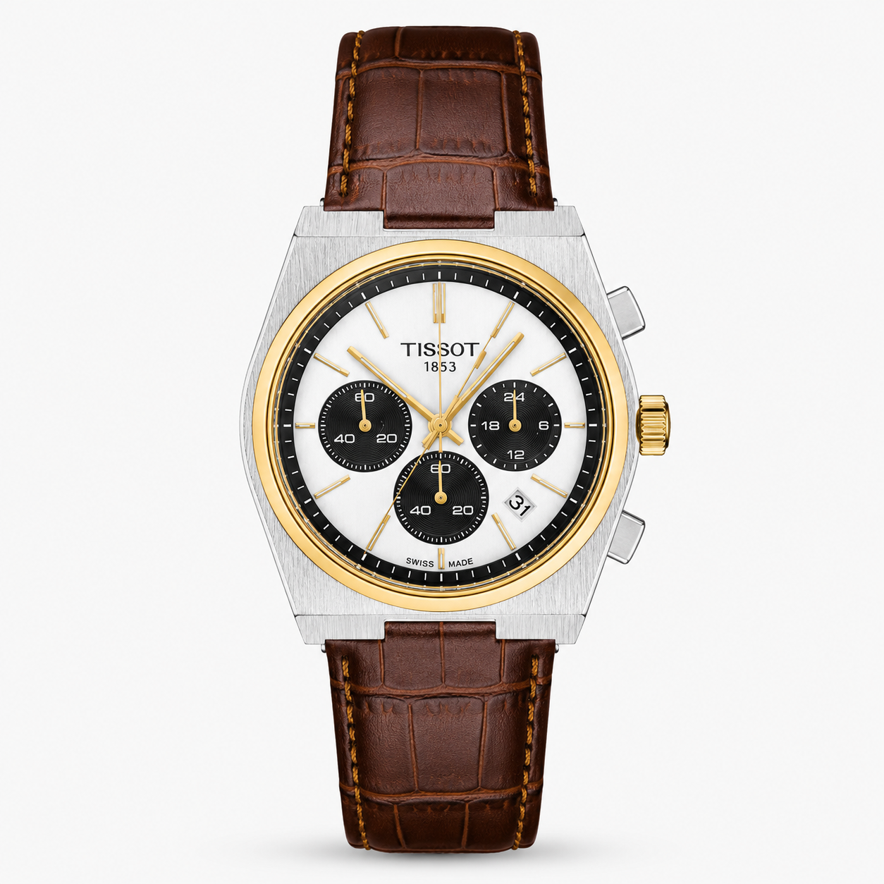 Leather Strapped Tissot PRX 1853 Chronograph Watch