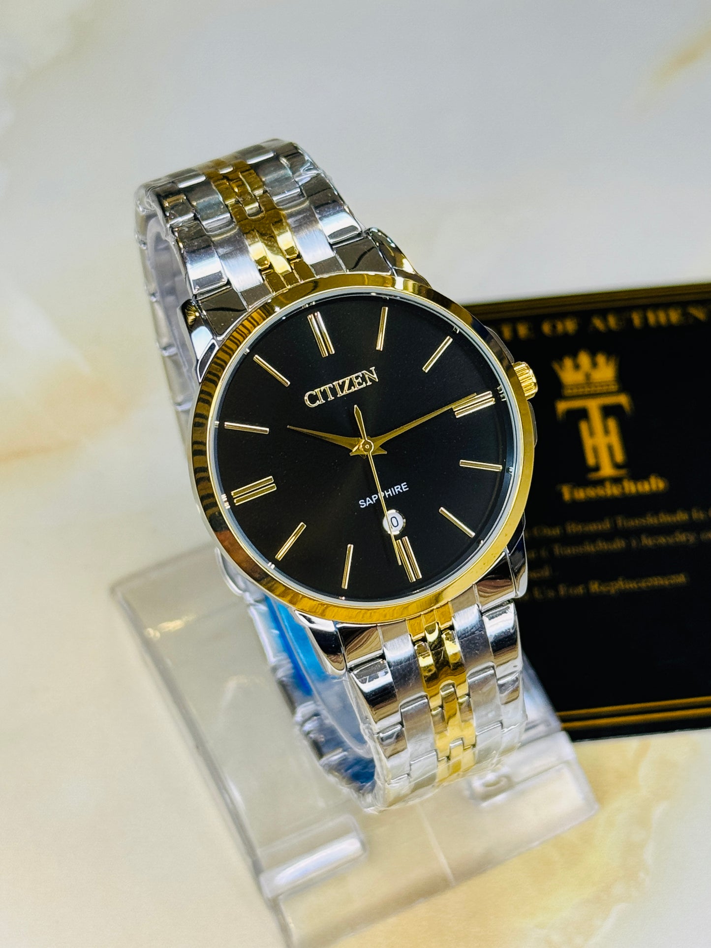 Two Tone Black Down Date Citizen Couple Watch