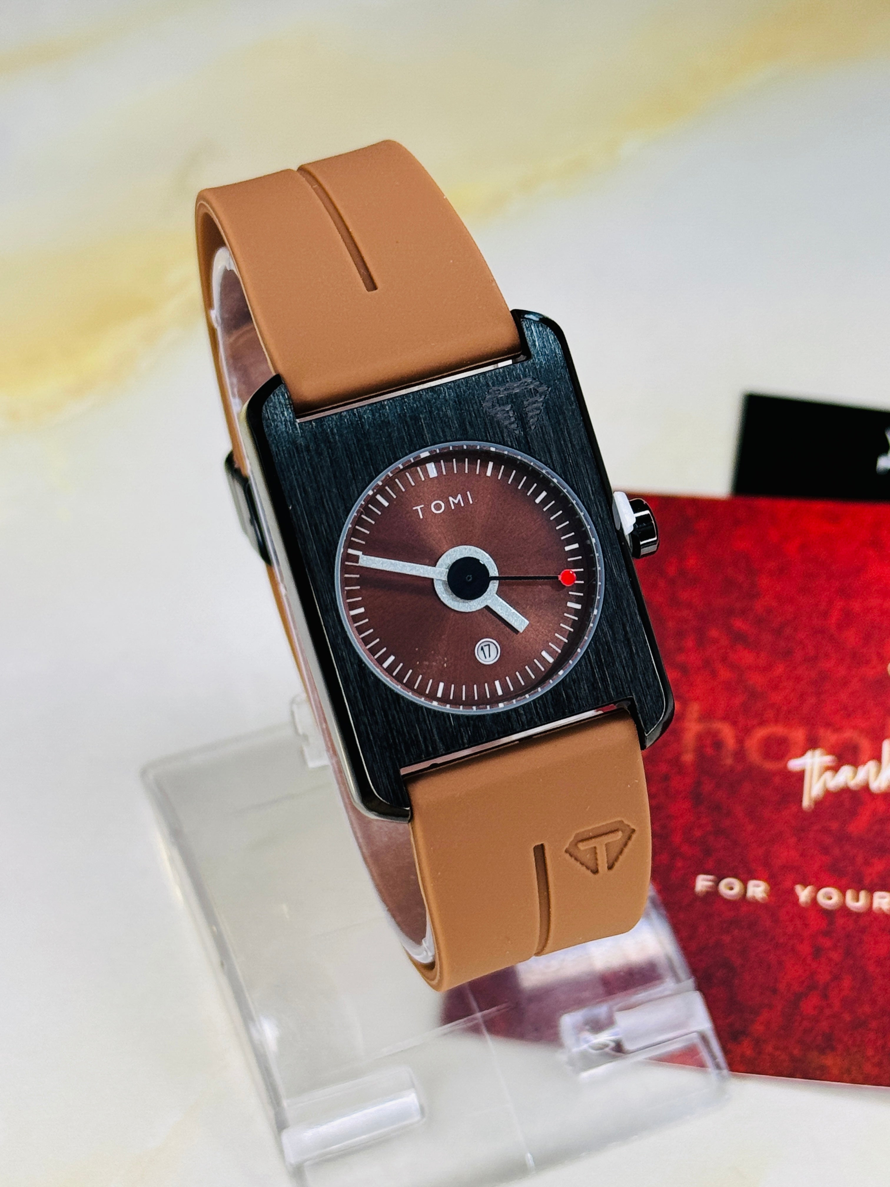 Tomi Brown Tank Magnetic Strap Watch