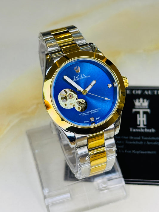 Two Tone Sapphire Hawk Eye Automatic Rolex Watch