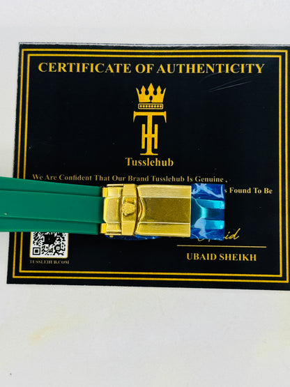 Green Gold Dial Black Yatchmaster Watch