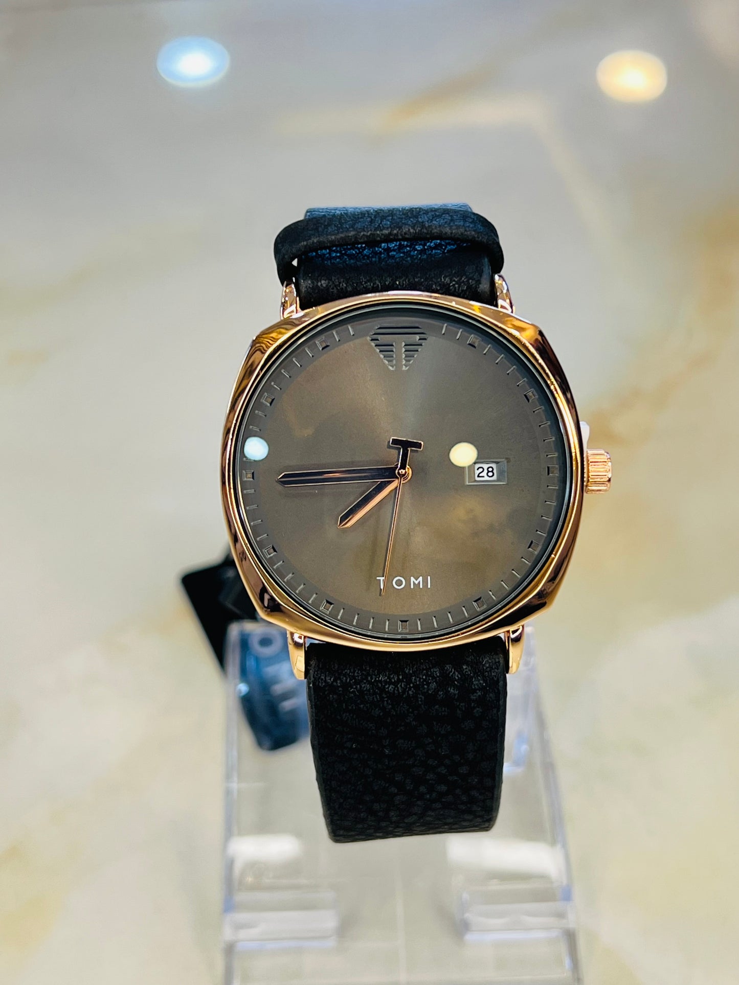 Tomi Black Gold Sleek Dial Watch