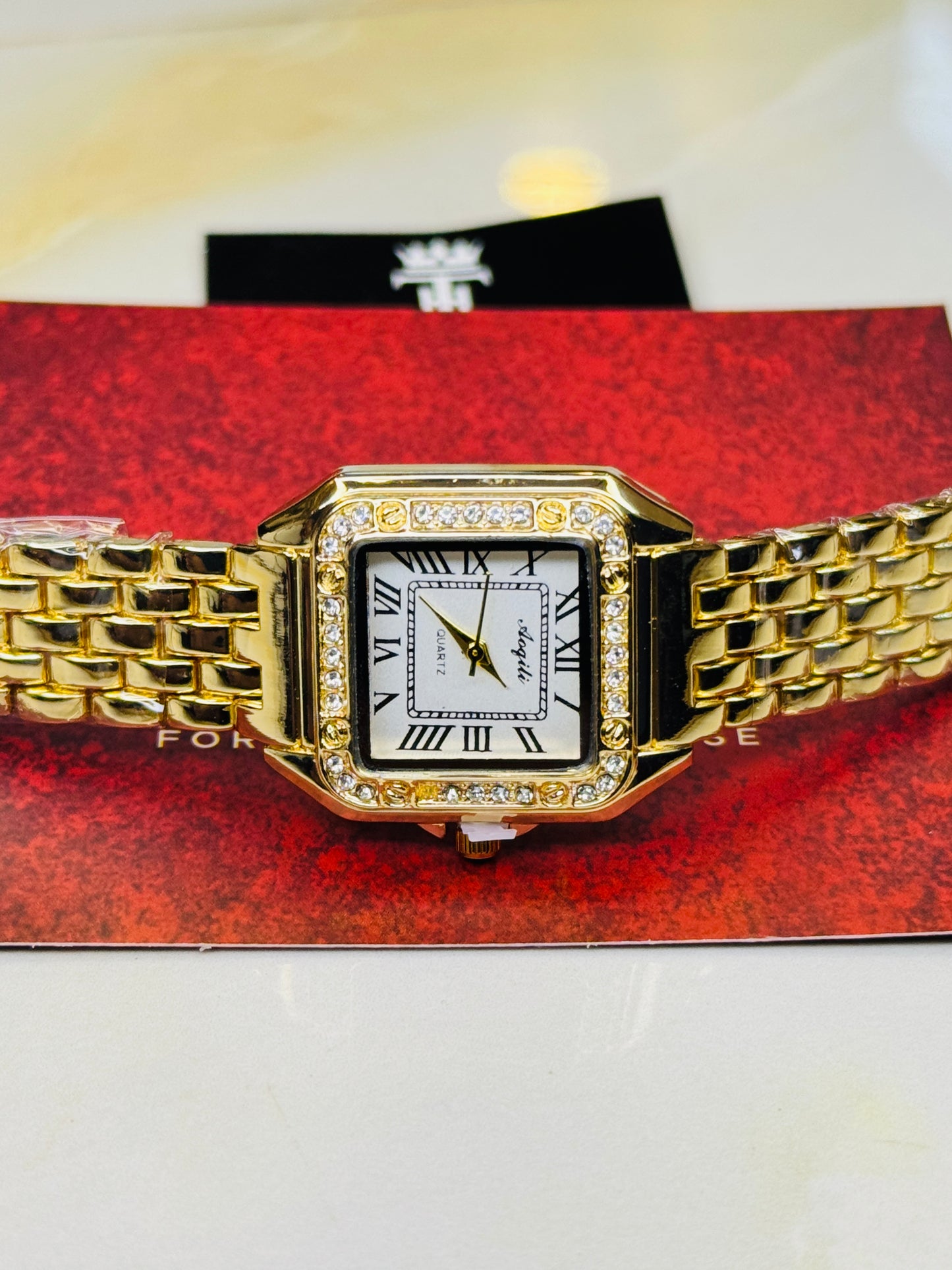 Gold White zircon Santos Watch For Her