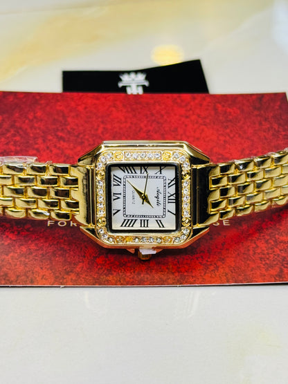 Gold White zircon Santos Watch For Her