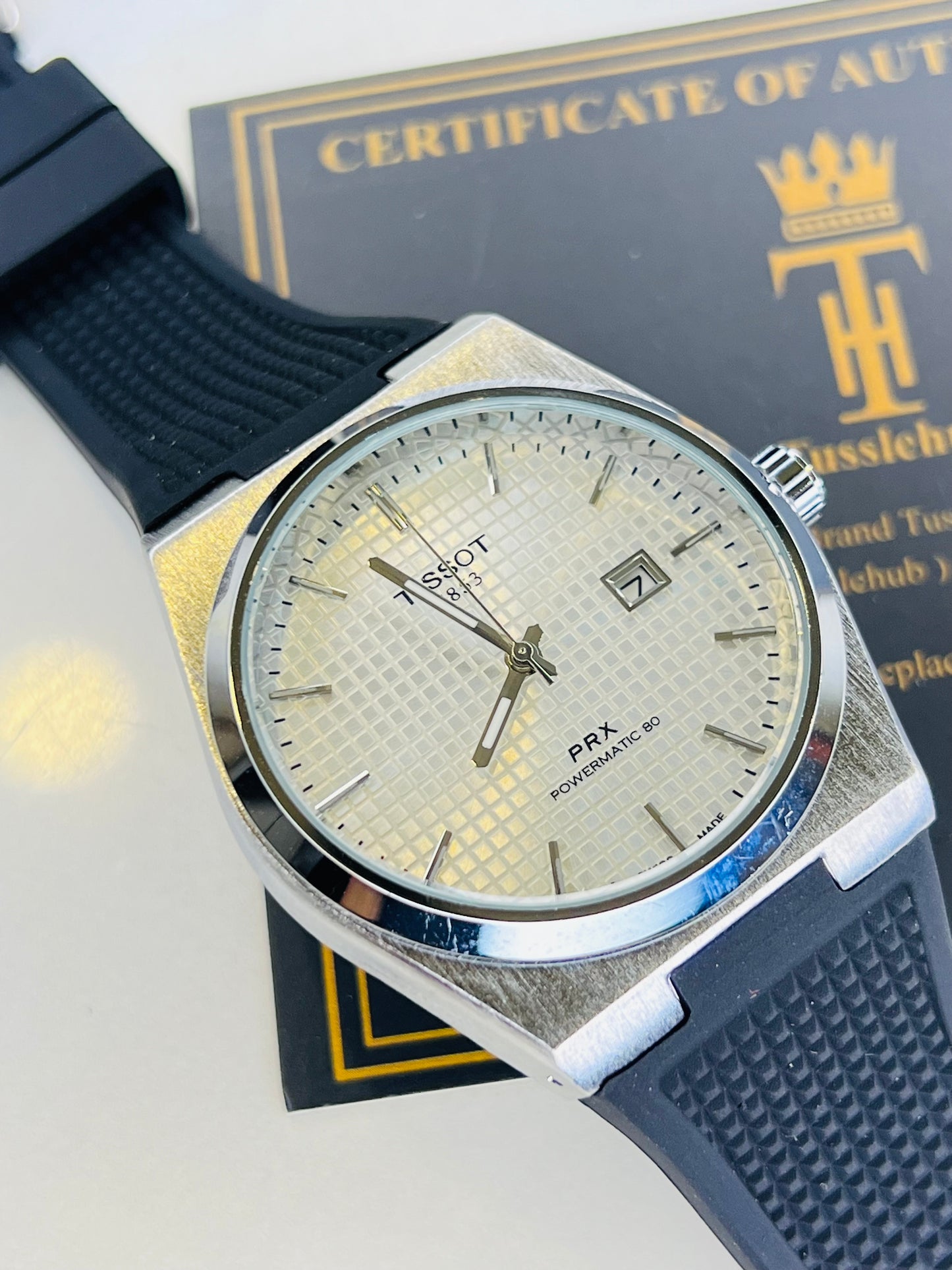 Black Silver White PRX Silicon Strap Watchh