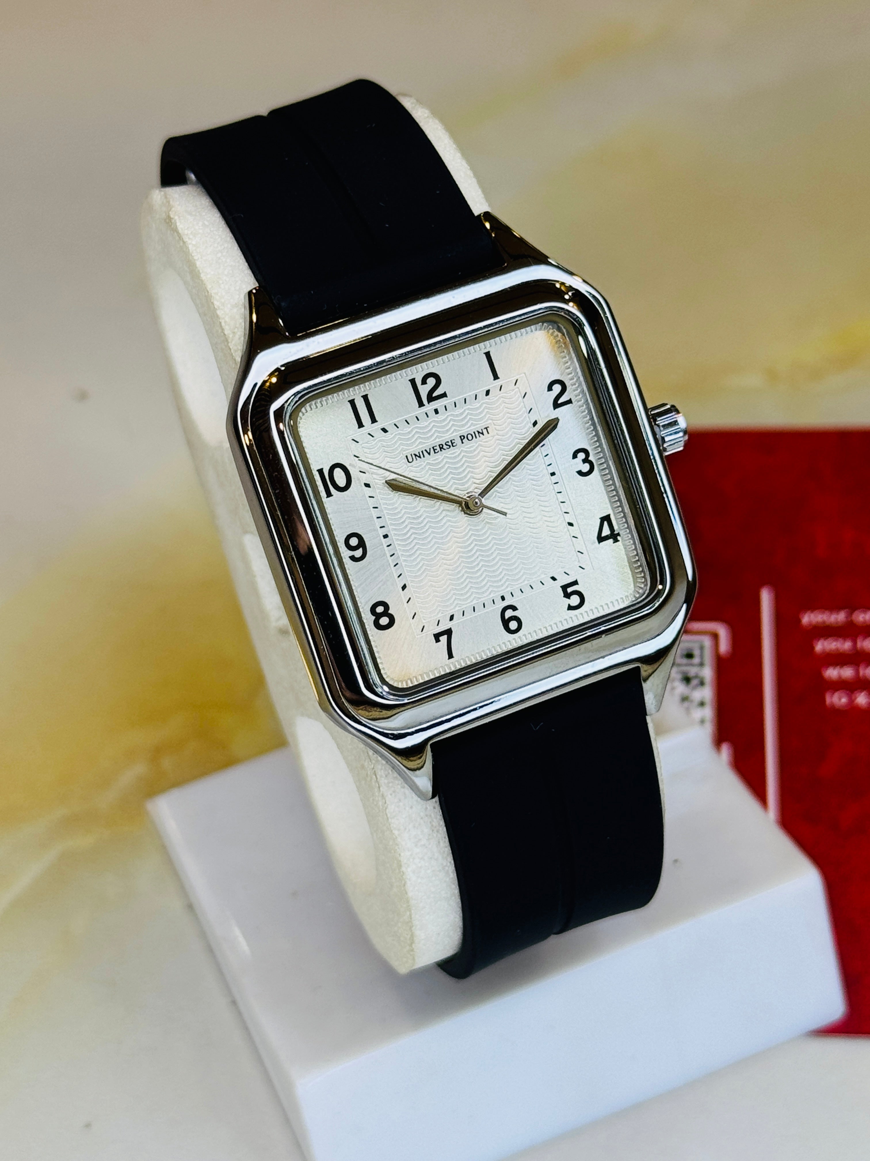 Black Silver White Slim Square Universe Point Watch