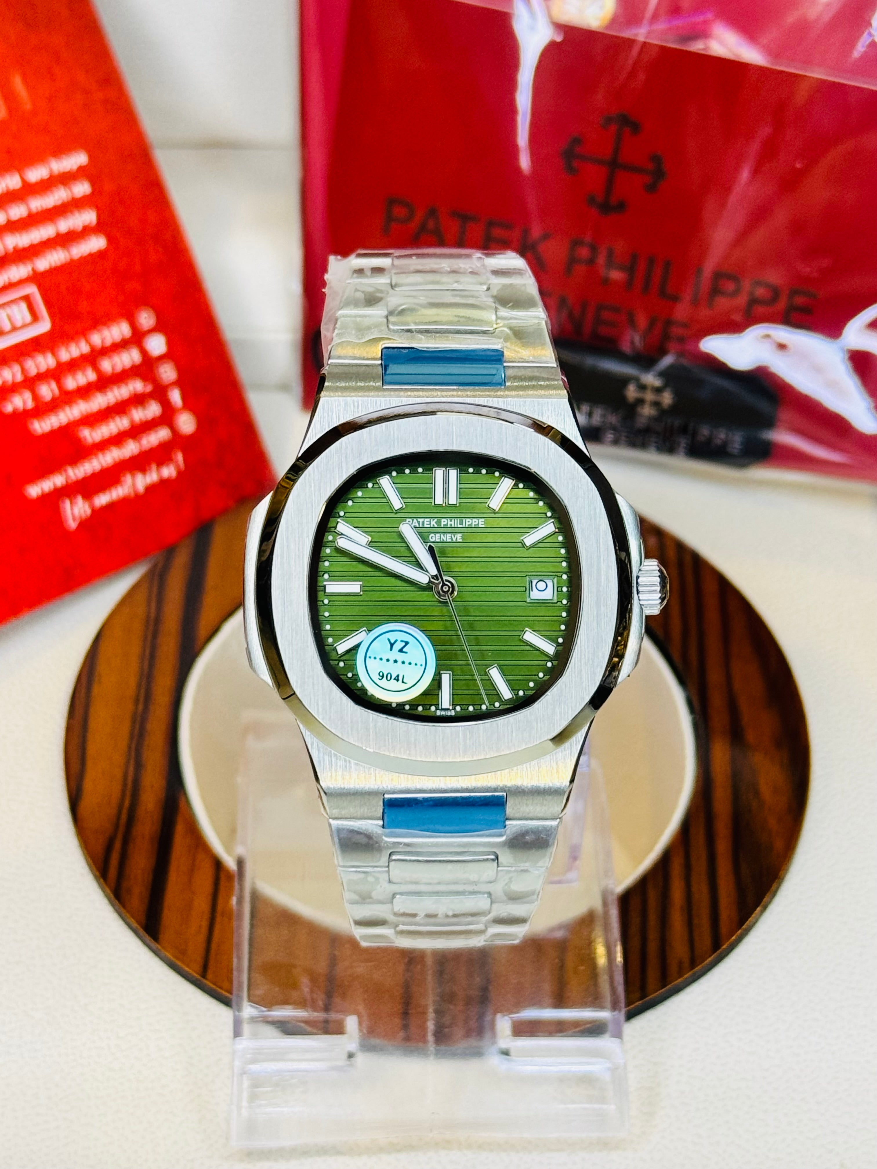 Silver Green Automatic Nautilus Super Clone Watch