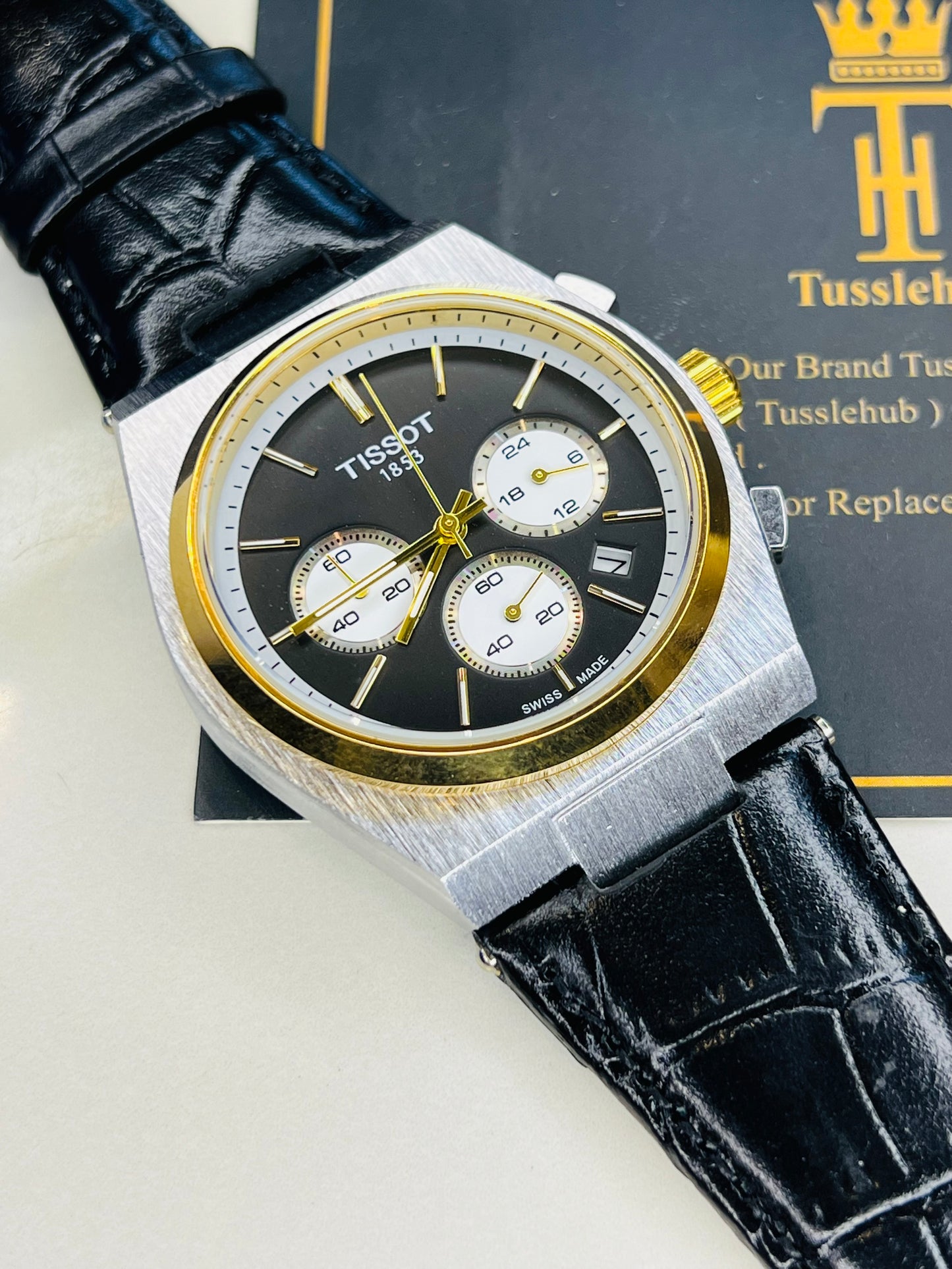 Leather Strapped Tissot PRX 1853 Chronograph Watch