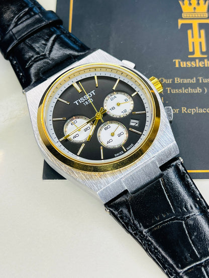 Leather Strapped Tissot PRX 1853 Chronograph Watch