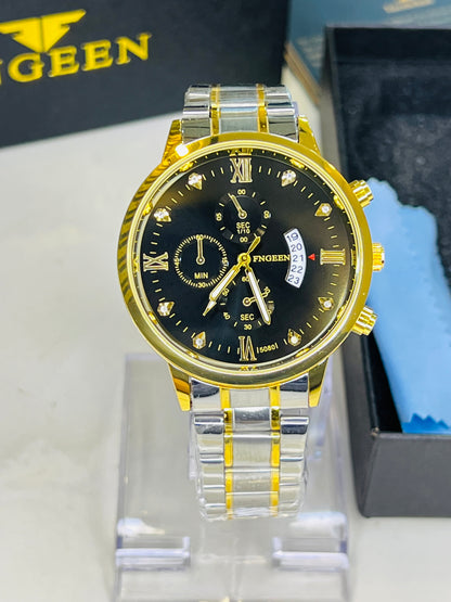 Two Tone Black Dial Fngeen Watch