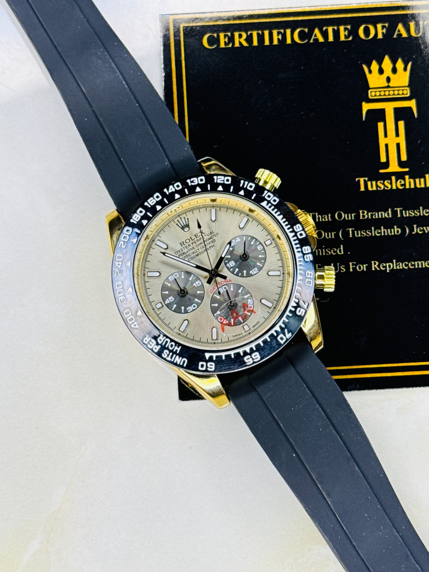 Gold Ash Dial Daytona Chronographs Dial Watch