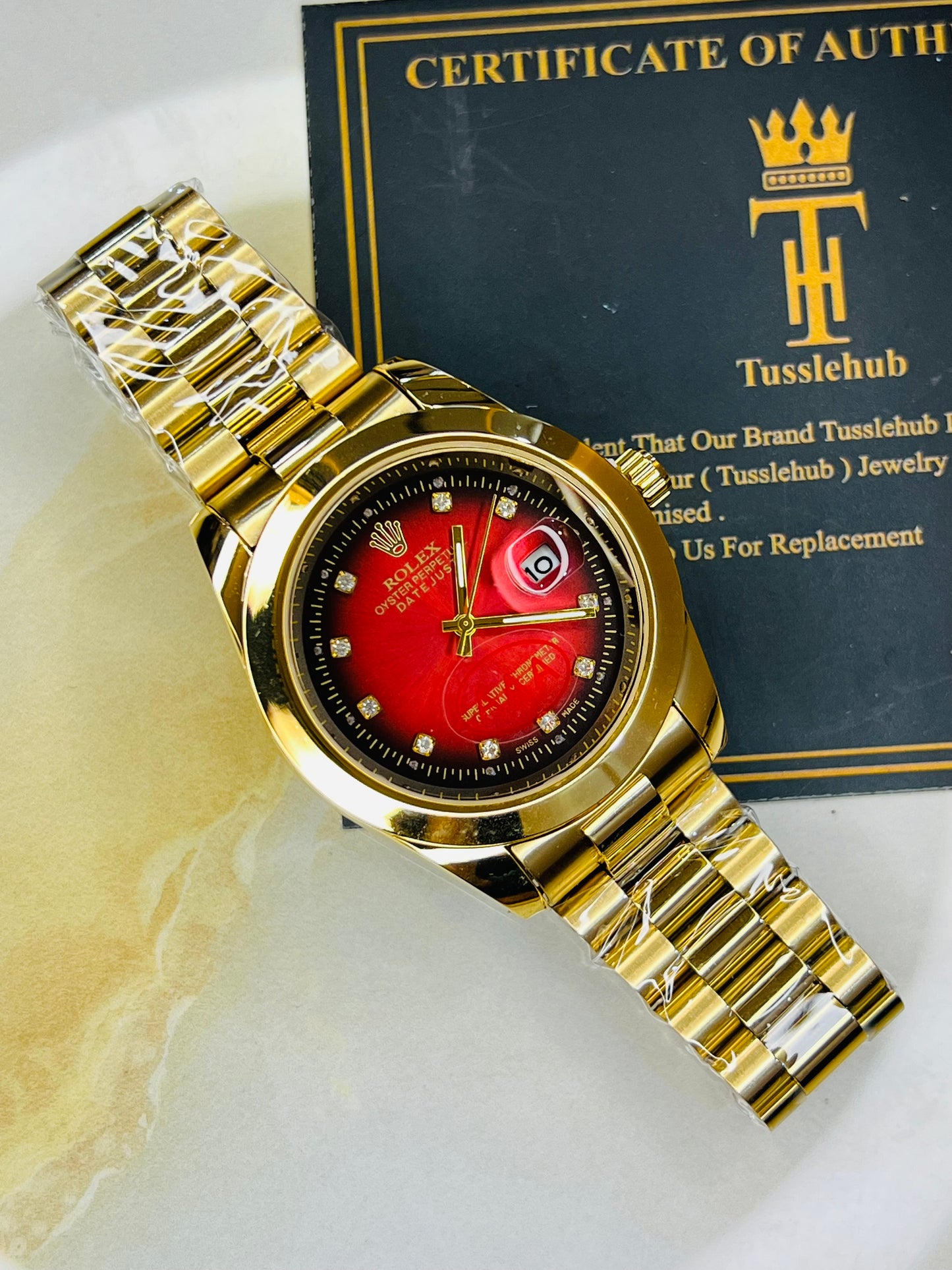 Gold Blood Plain Bezel Date Just Watch