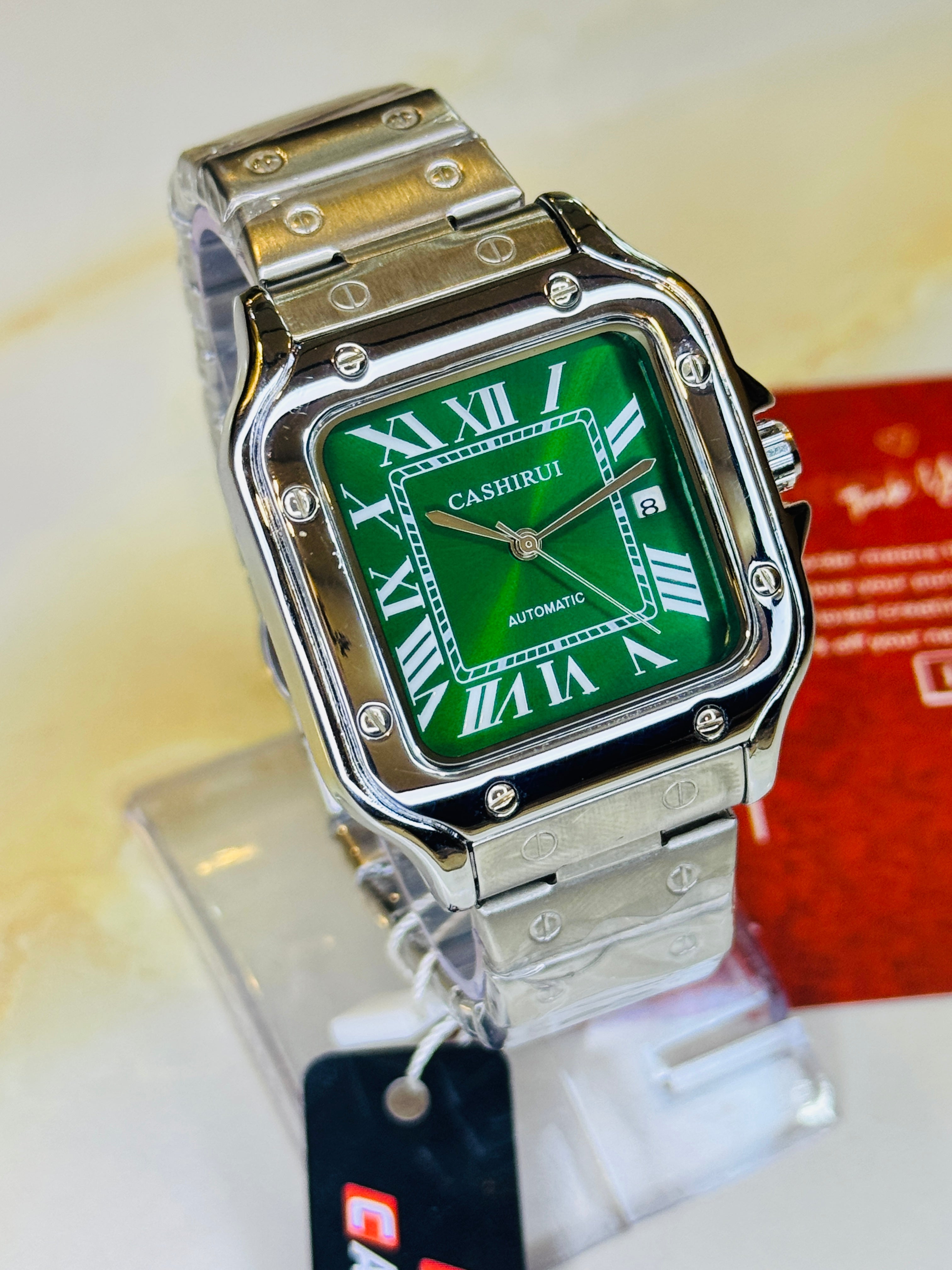 Silver EmeraldCashirui Automatic Tank Watch