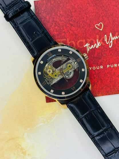 Longbo Skeleton Automatic Leather Watch