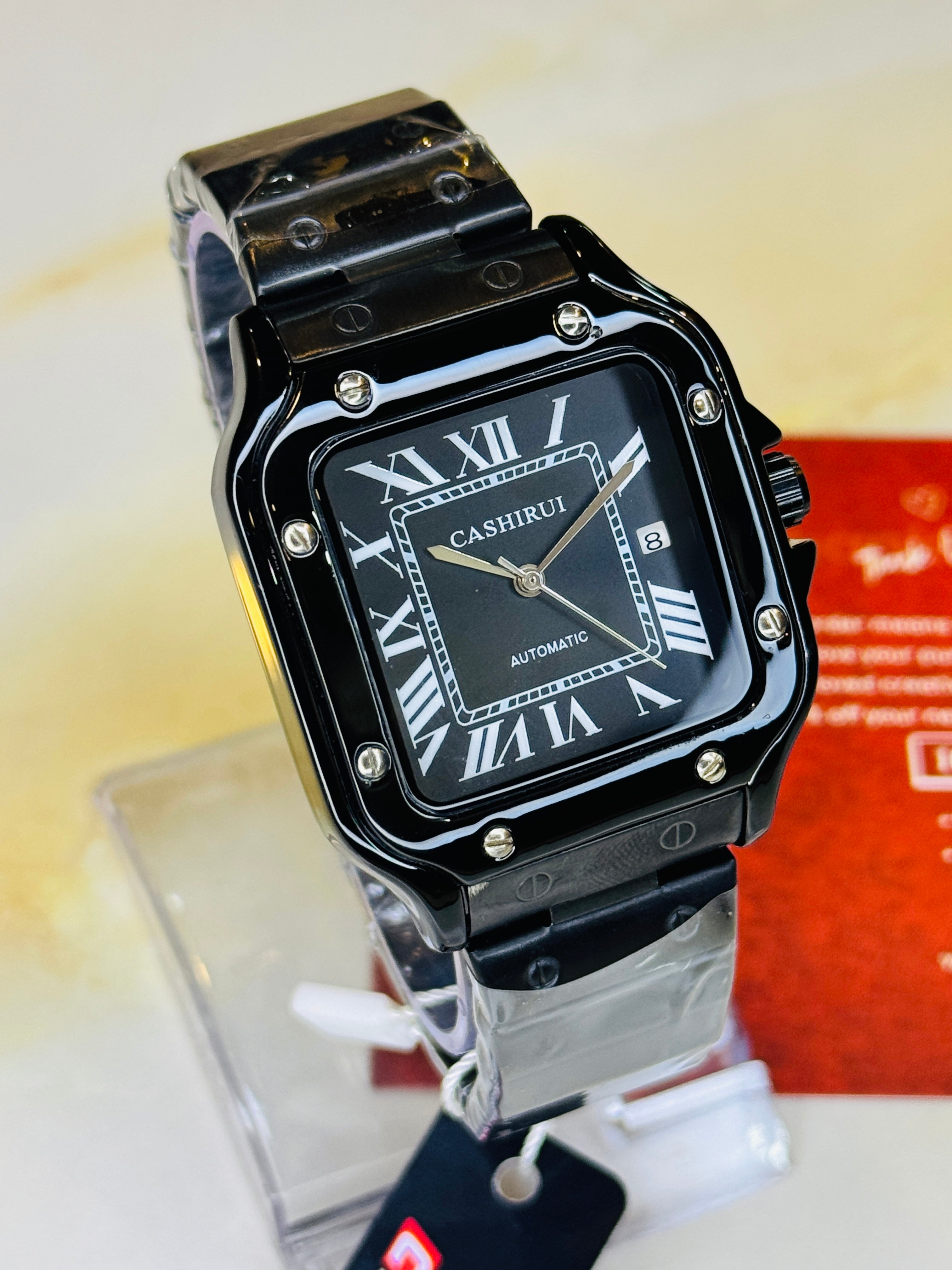 All Black Cashirui Automatic Tank Watch