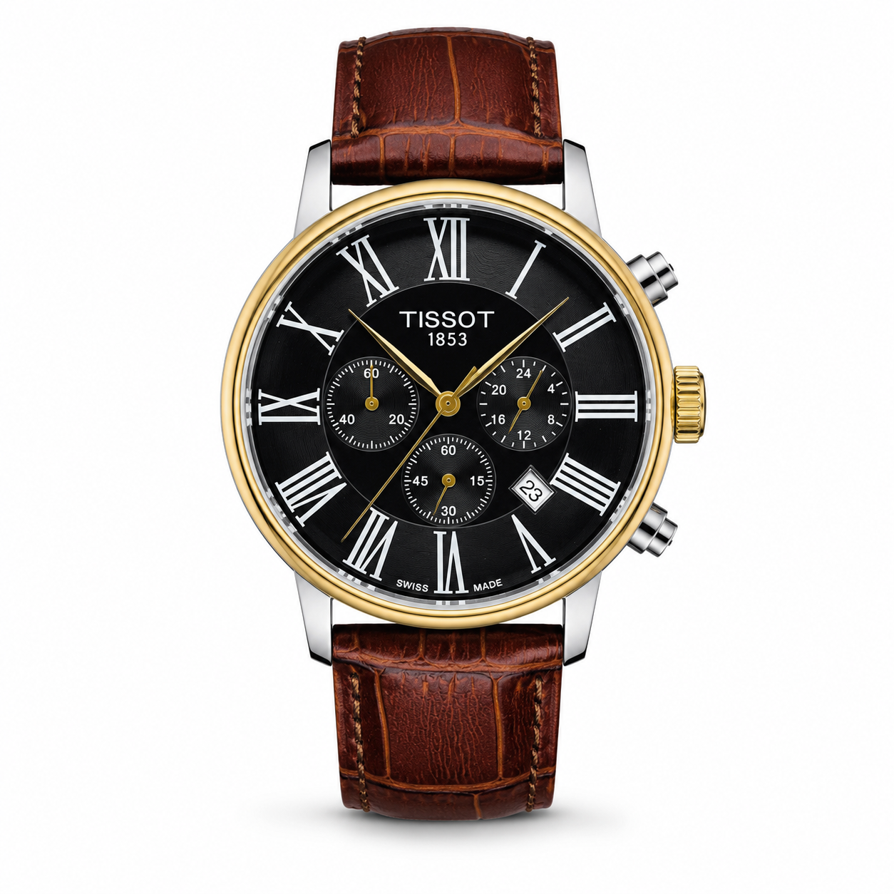 Roman Brown Leather Chronograph Dial Tissot Watch