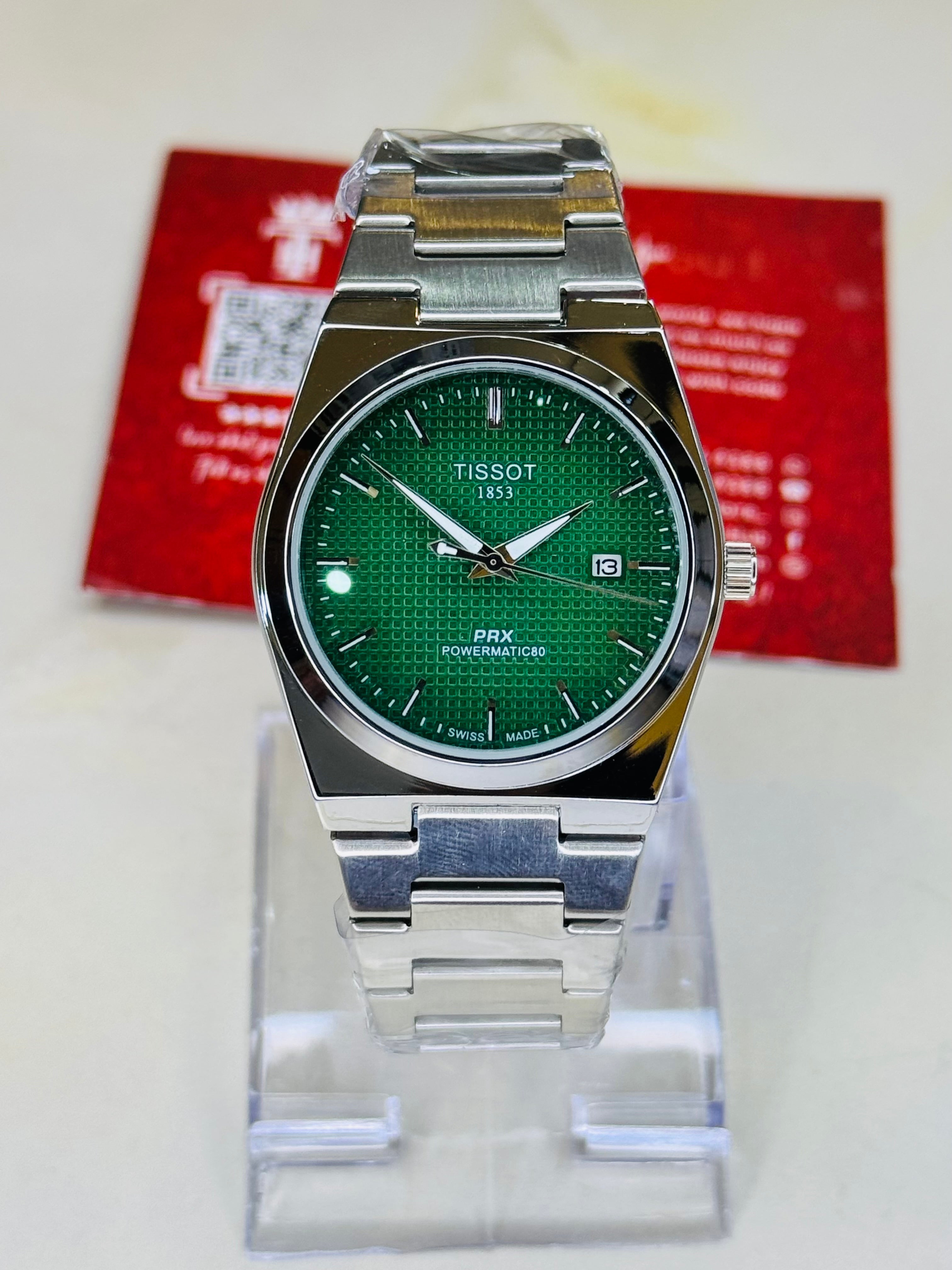 Tissot PRX Silver Emerald Dial Quartz Watch
